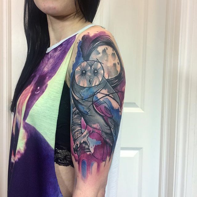 10 Enchanting Watercolor Owl Tattoos