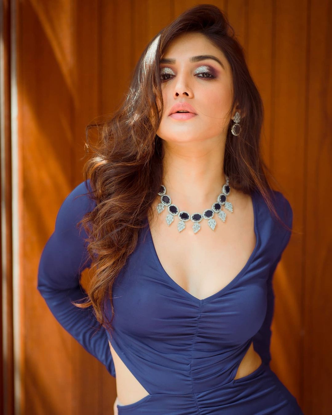 Donal Bisht Hot Photos in Blue Dress Pics