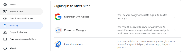 Personal Info Akun Google Cek Password Sosial Media yang Terhubung Akun Google