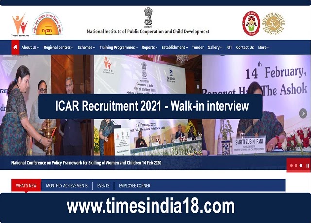  ICAR Recruitment - Walk-in interview 2021 