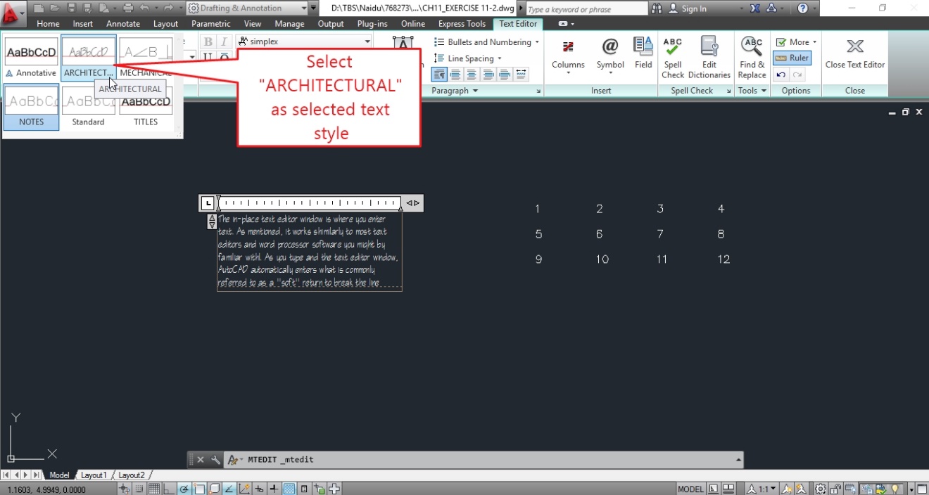 How to edit the text in AutoCAD