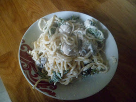 Chicken, mushroom and kale cheesy spagetti recipe