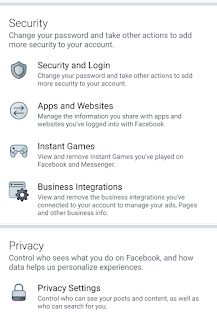 Facebook Settings option