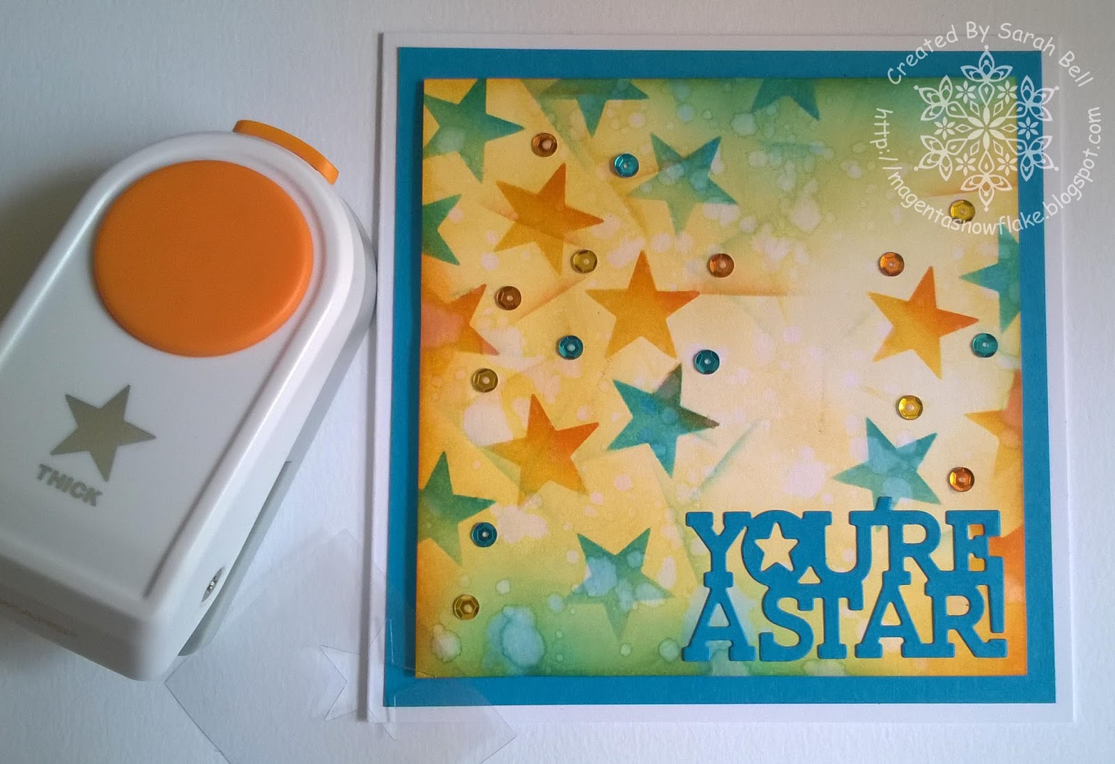 Magenta Snowflake Designs Fiskarettes DT Star Power Punch card