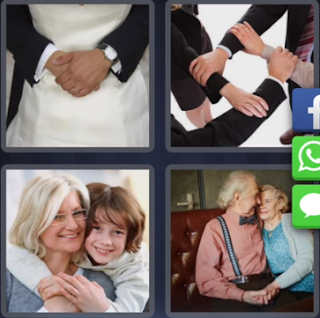 4 Fotos 1 Palabra Abrazo Manos Unidas Pareja Ancianos