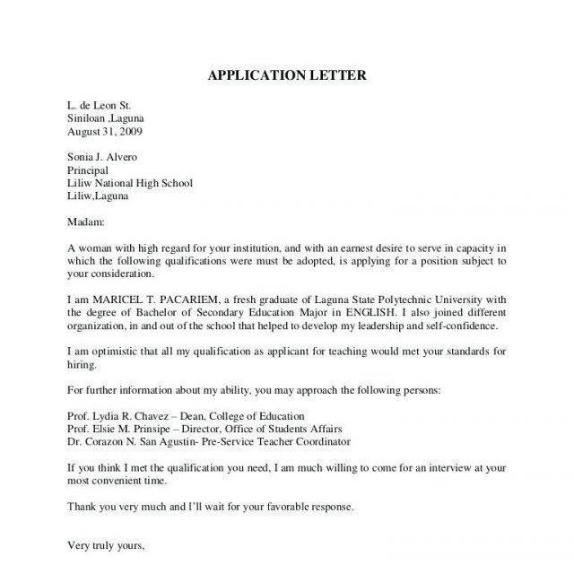 Cover Letter For Fresh Graduate Without Job Experience Sample Letter