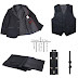 5Pcs Boys Suits Formal Blazer Tuxedo Set Party Black Coat Suit