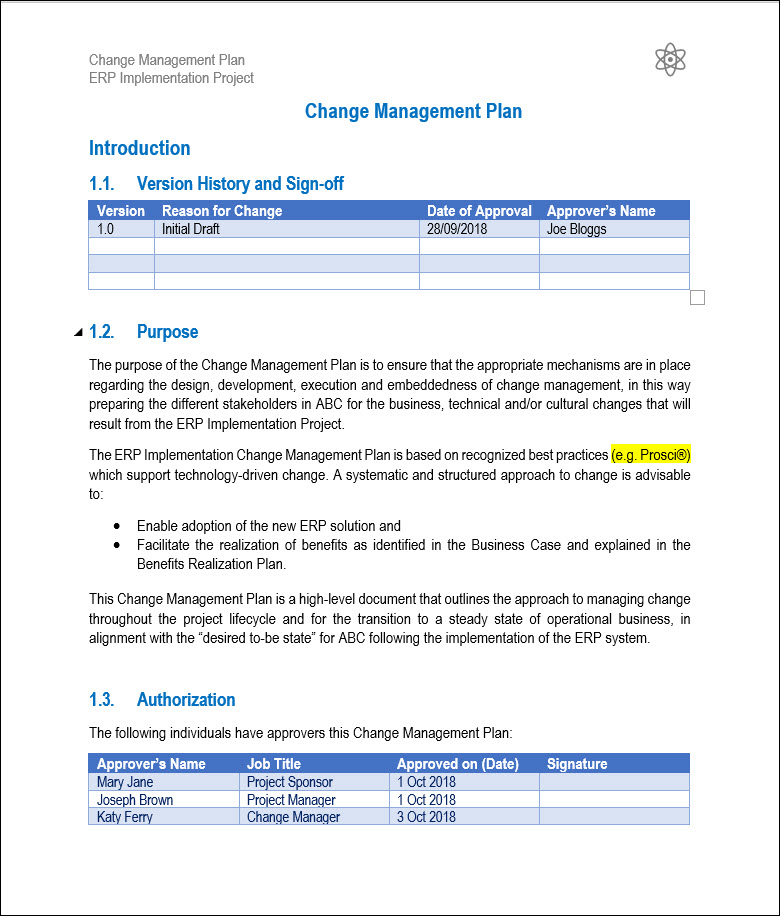 Change Management Plan Template Sample And Example Project Change Management Plan Template Sample And Example Project