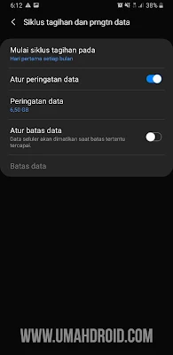 Setting Peringatan Data Samsung