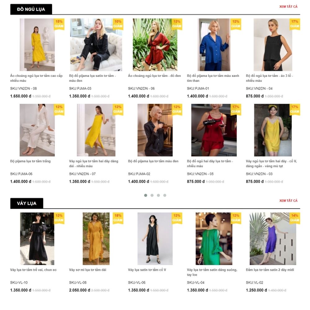 Mẫu Website Cửa Hàng Lụa Thời Trang Cao Cấp Chuẩn SEO