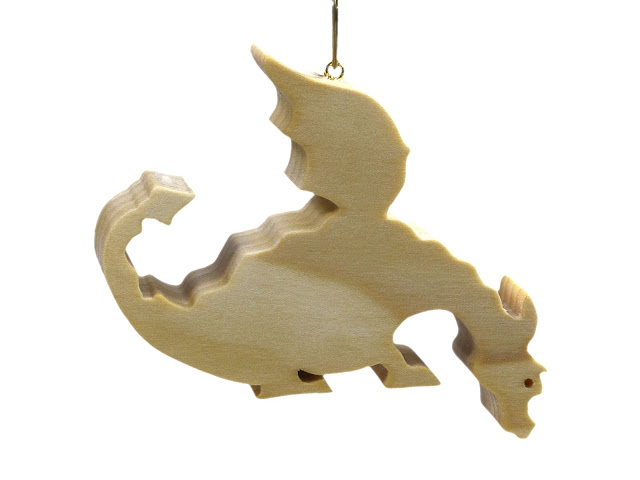 Handmade Wood Toy Dragon Christmas Ornament