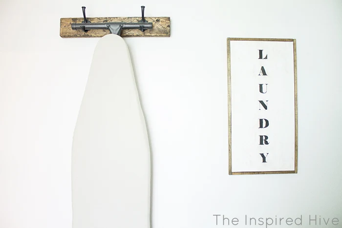DIY Wood Trimmed Canvas Art- How to make a faux vintage sign for rustic laundry room decor