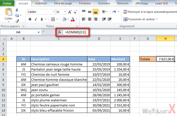 Ntroduire 44 imagen formule calcul colonne excel