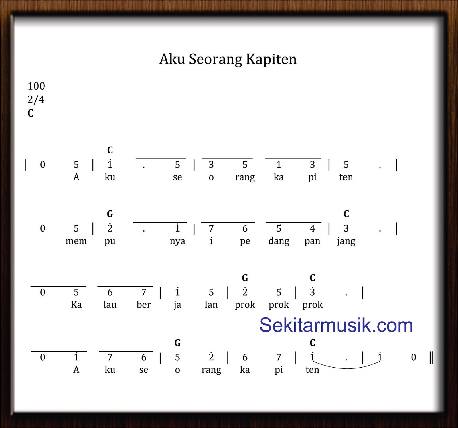 15+ Not lagu burung kutilang terbaru