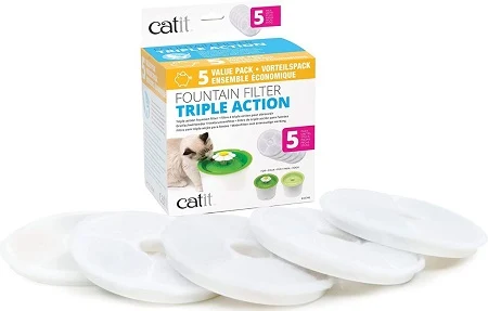 catit senses water fountain triple action filters pack of 5