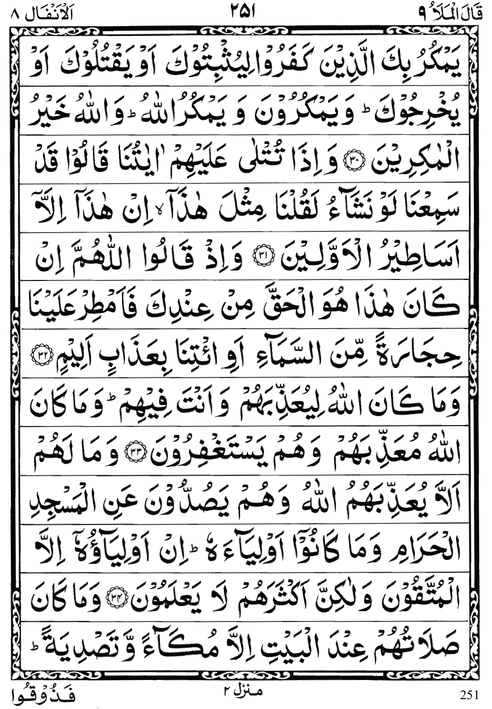 Quran Para 9 (Qal al mala) 9th Para Recite Online and PDF