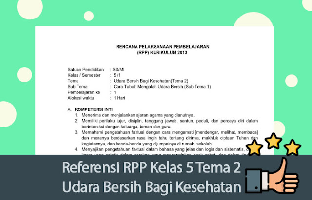 Referensi RPP Kelas 5 Tema 2 Udara Bersih Bagi Kesehatan