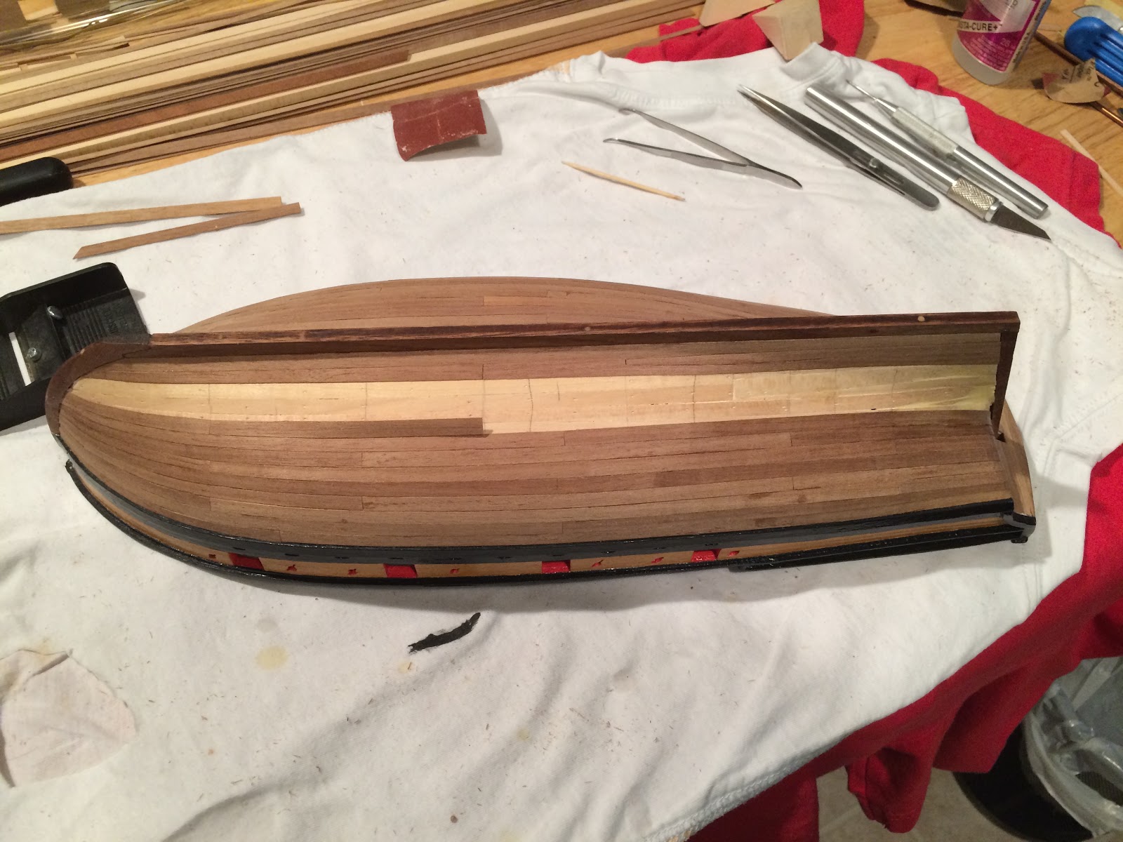 Armed Virginia Sloop 1768 7. - Second planking | Historic ship model ...