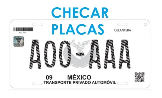 Matricula Informativa de Vehiculo con el texto Checar Placas