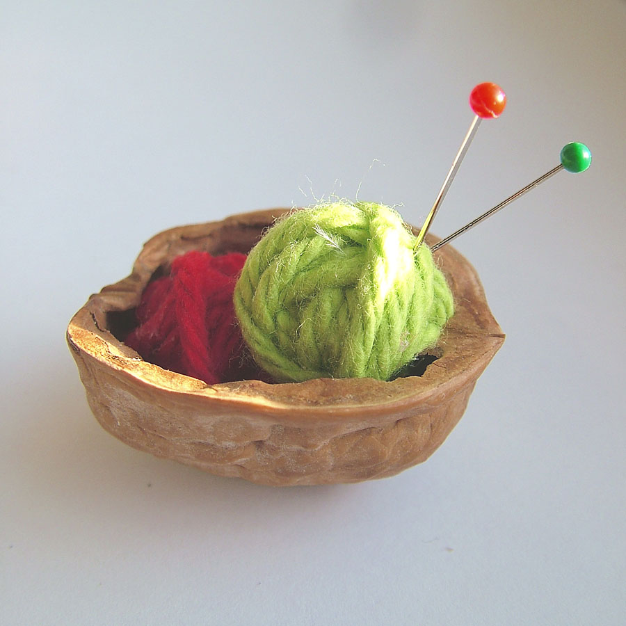 small world land Day 2 Walnut Shell Knitting Basket Ornament
