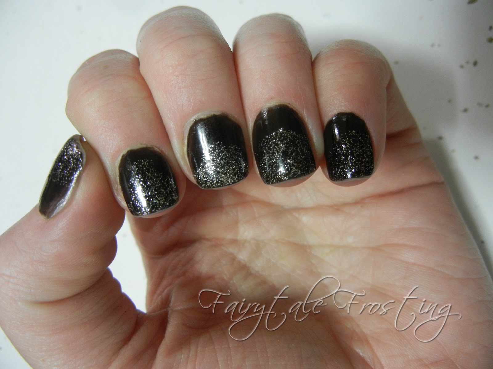 Fairytale Frosting Black and Glitter Nails