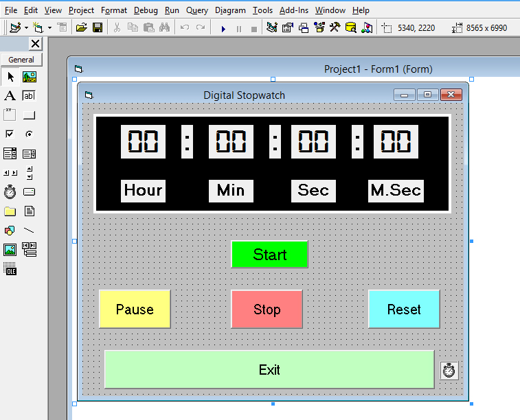 How to create digital stopwatch in vb 6.0