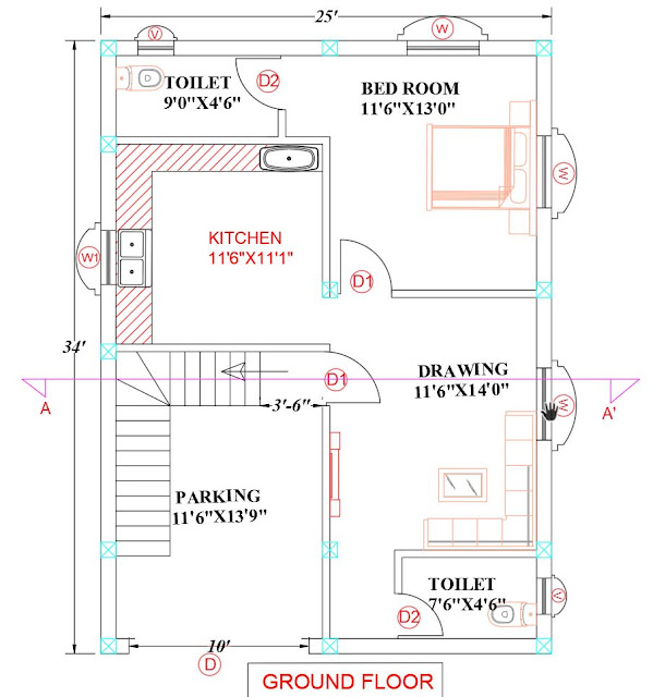 Civil Engineer Deepak Kumar 25 X 34 House Plan Plot 30 X 40