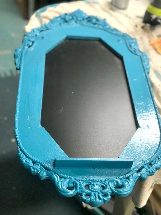 Adding a chalkboard to an Antique Frame Chalkboard with a Pop of Color
