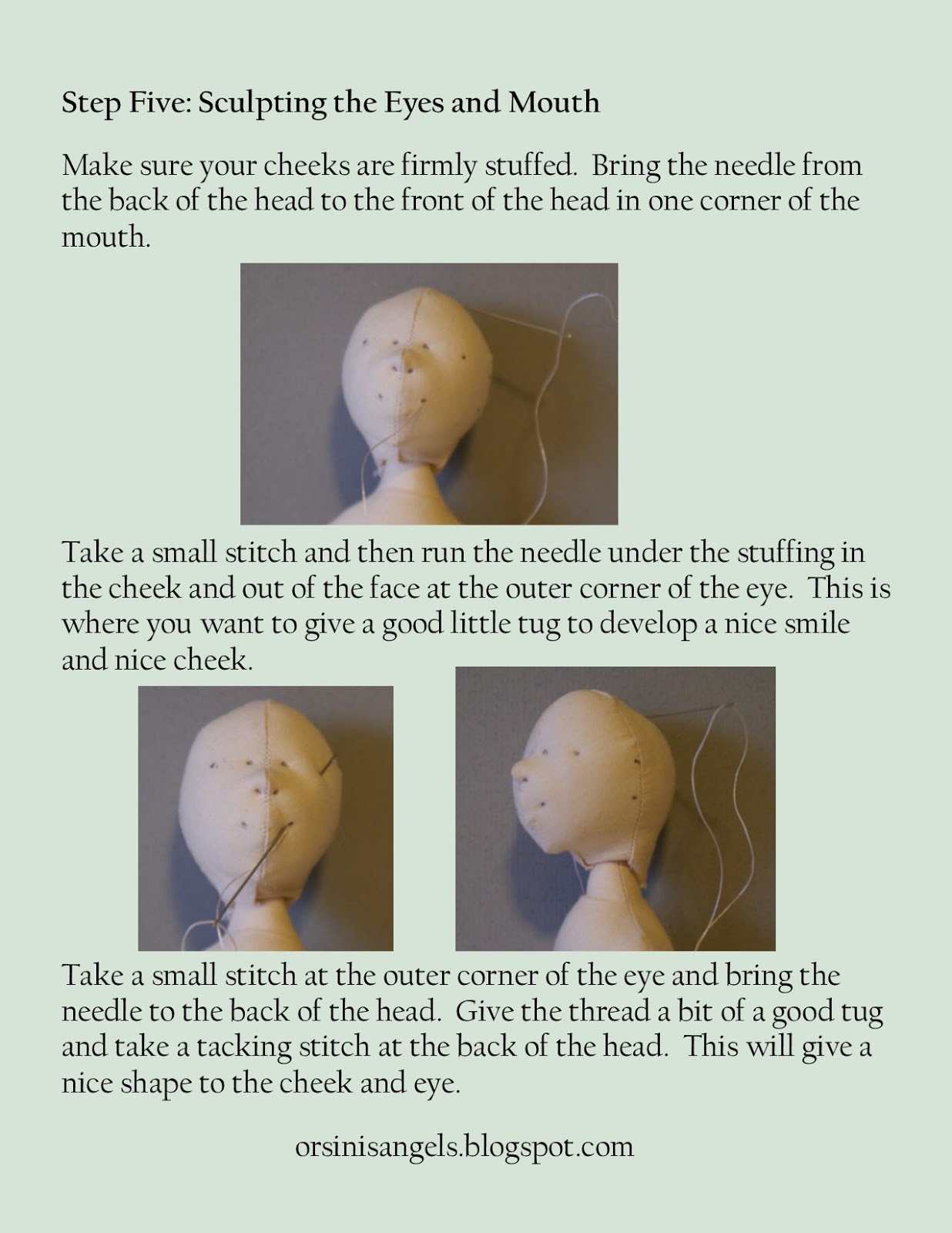Orsini's Angels Needle Sculpting a Cloth Doll Head Free Tutorial