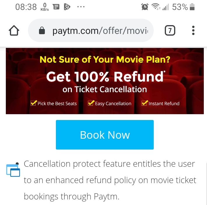 Cancel movie tickets on Paytm To get refund for cancelled movie