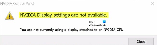 NVIDIA 디스플레이 설정을 사용할 수 없습니다