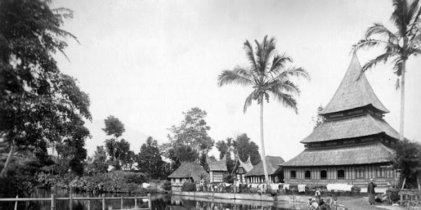 Mosque With Fishing Pond In Kampong Taloek Near Fort De Kock. Dutch East Indies (1900)