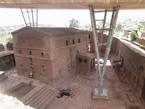 The solid rock top-down carved out churches of Lalibela, Ethiopia