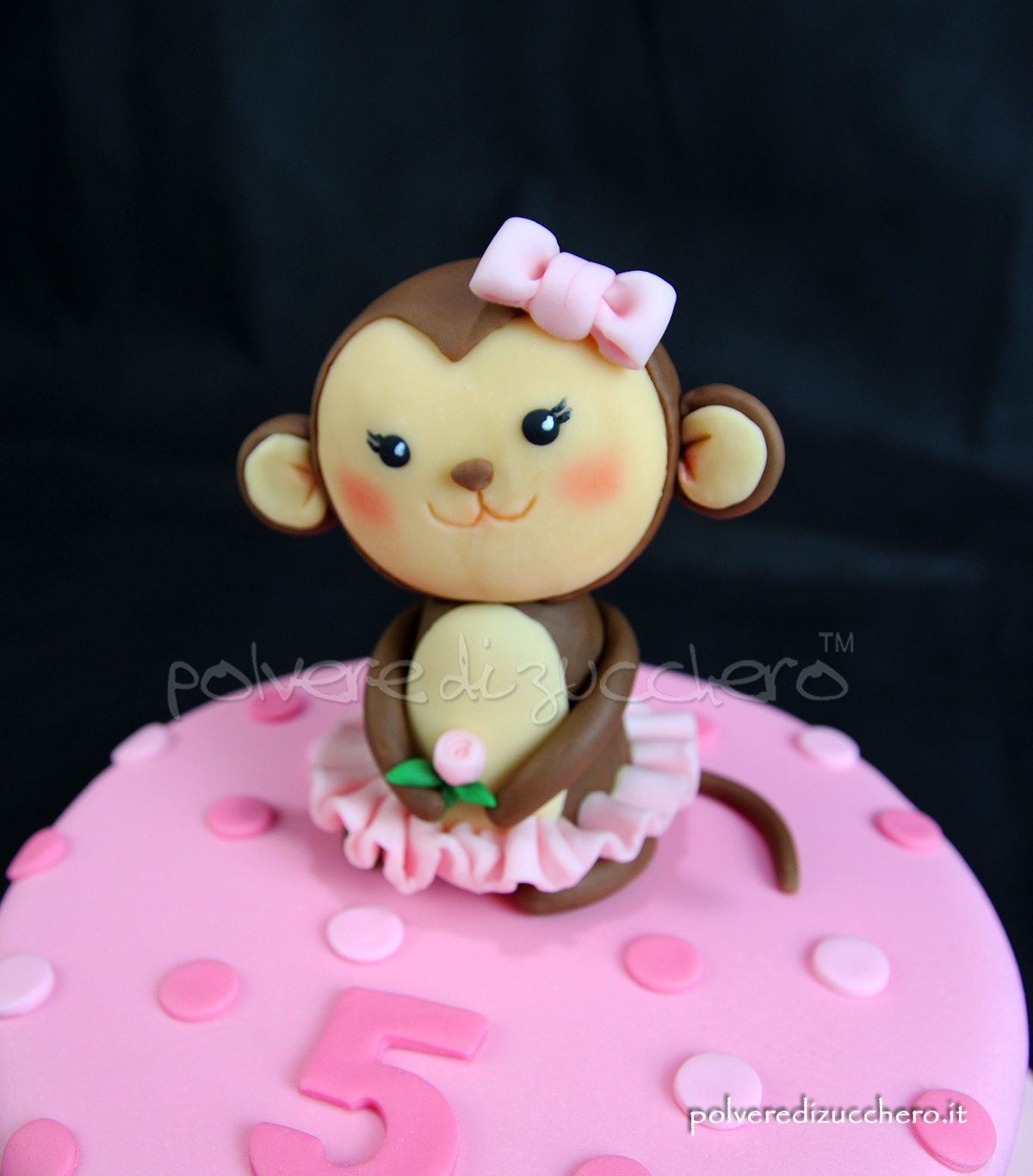 cake design pasta di zucchero torta compleanno scimmietta polvere di zucchero monkey bimba