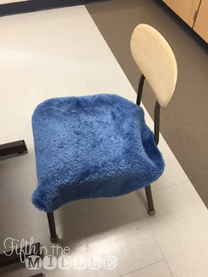 Round bath rugs add a little extra comfort to classroom chairs. They also provide some stimulation for tactile students.