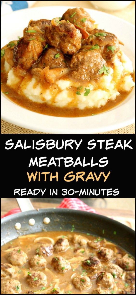 Salisbury Steak Meatballs with Mushroom Gravy - Easy Recipe