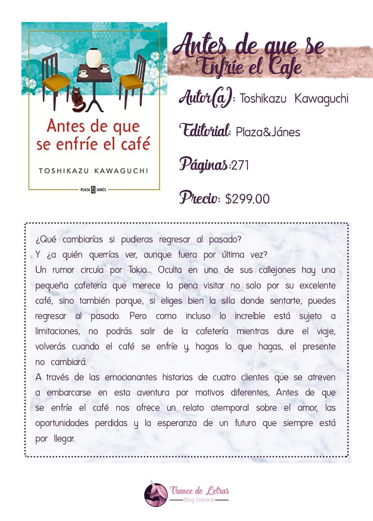 Trance de Letras Reseña Antes de