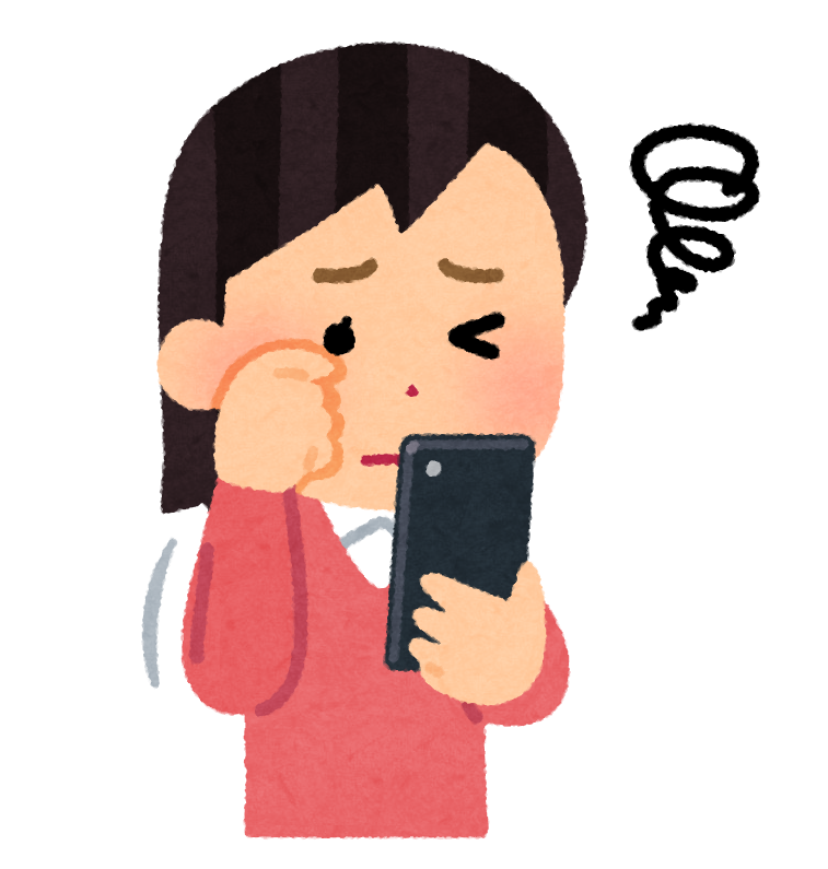 スマホによる眼精疲労のイラスト 女性 かわいいフリー素材集 いらすとや