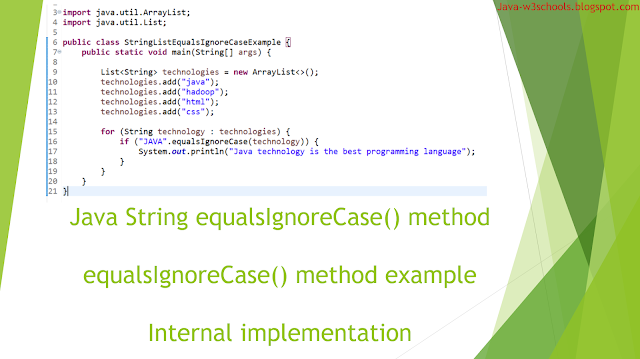 String equalsIgnoreCase method in java with example - Internal ...