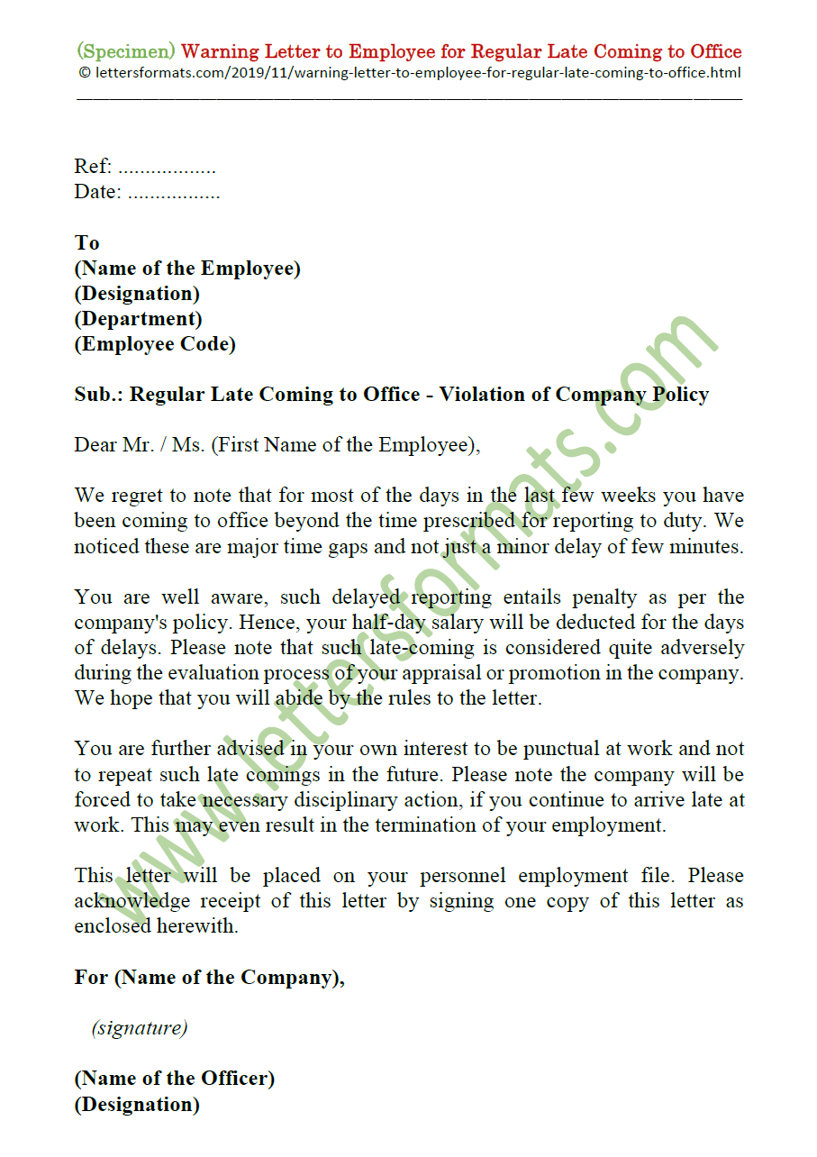 Warning Letter To Employee For Late Coming Gotilo Gambaran