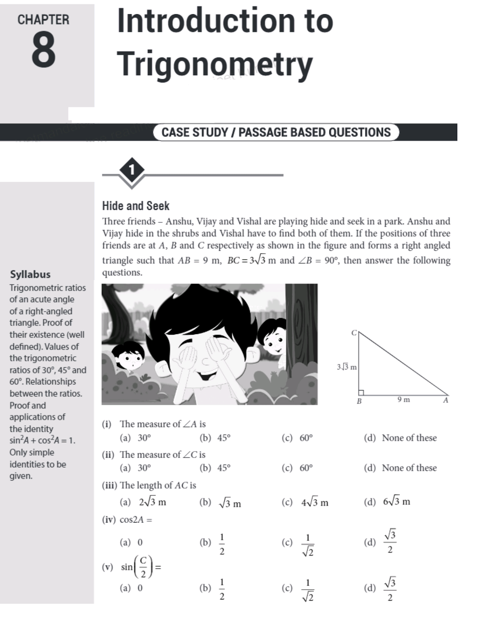 Introduction to Trigonometry MCQ's and Case Study