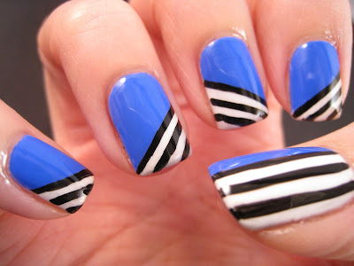 Blue-My-Mind-black-and-white-stripes-nail-art