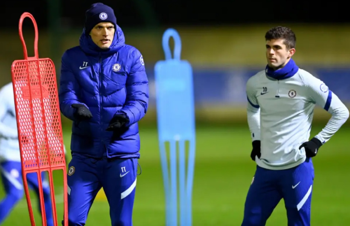 Christian Pulisic berlatih di Chelsea.