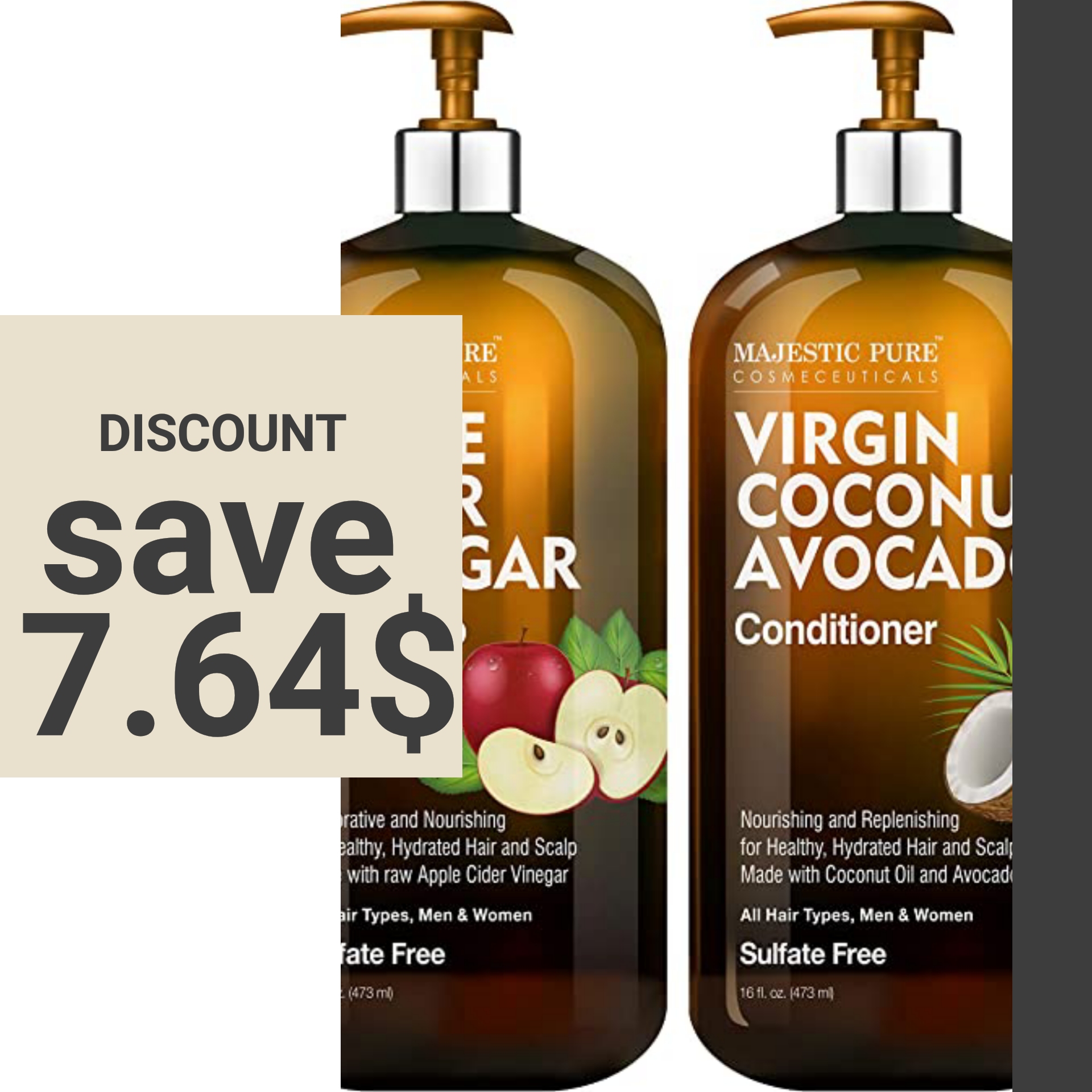Save 7.64 on MAJESTIC PURE Apple Cider Vinegar Shampoo and Avocado