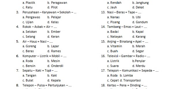 Contoh Soal Psikotes Bank Bni Dan Jawabannya