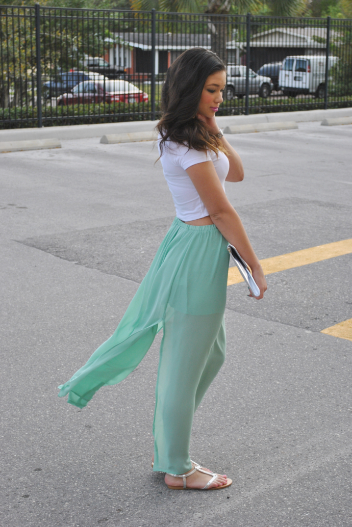 Raspberry Jam Outfit 95 Mint Green Chiffon Skirt