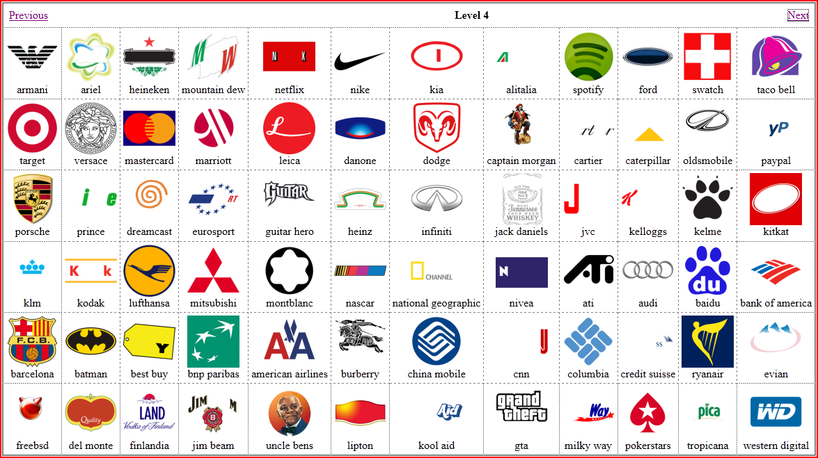 Logo Quiz for Android - the complete solutions for levels 1 to 8.