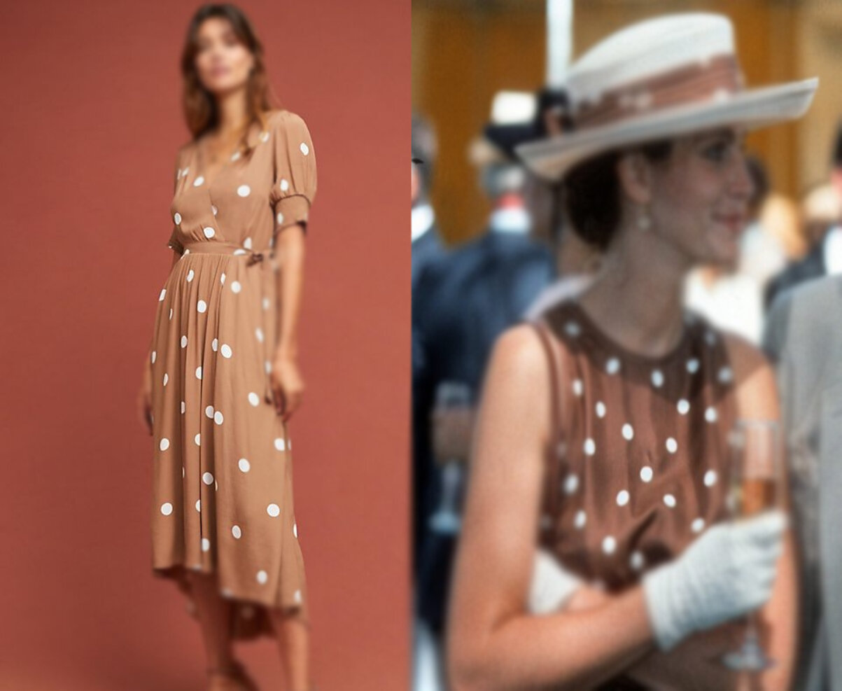 "Pretty Woman" brown polka dot dress is the fashion of today