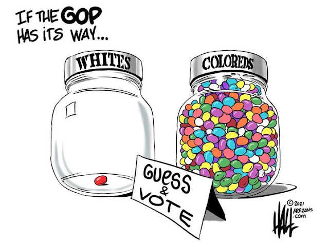 Caption:  If the GOP has its way . . . .  Image:  Two candy jars, one containint one jelly bean and labeled 