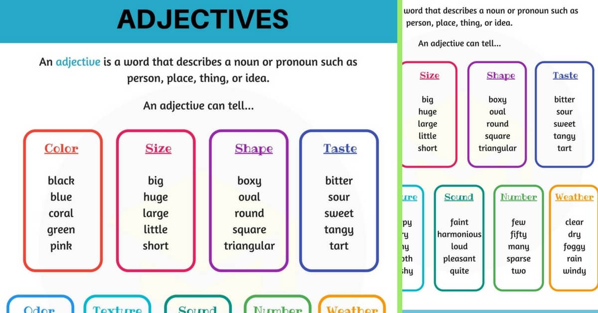 Order Of Adjectives Examples Pdf